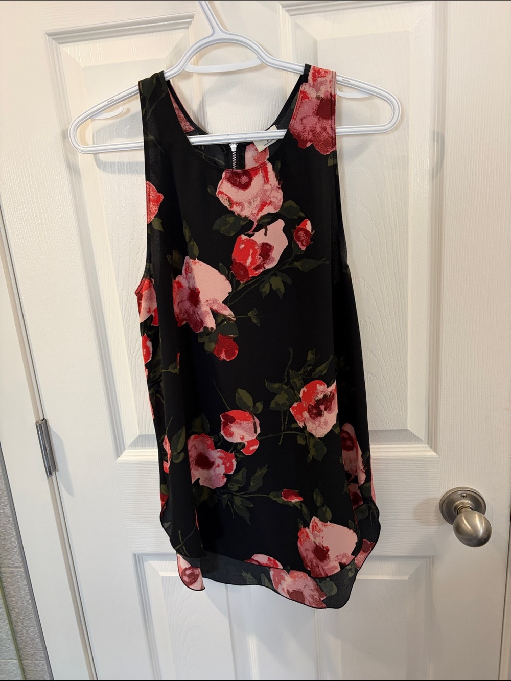Wilfred Black Floral Sleeveless Camisole with Pink & Red Roses